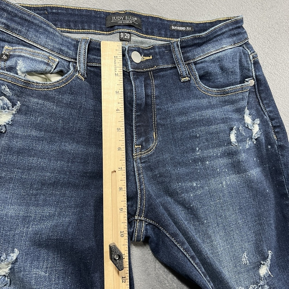 Judy Blue Jeans Womens 29 Boyfriend Dark Wash Mid Rise Stretch Denim - Picture 9 of 10